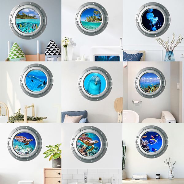 Två uppsättningar 35x35cm simulerad porthole ubåt maneter vägg