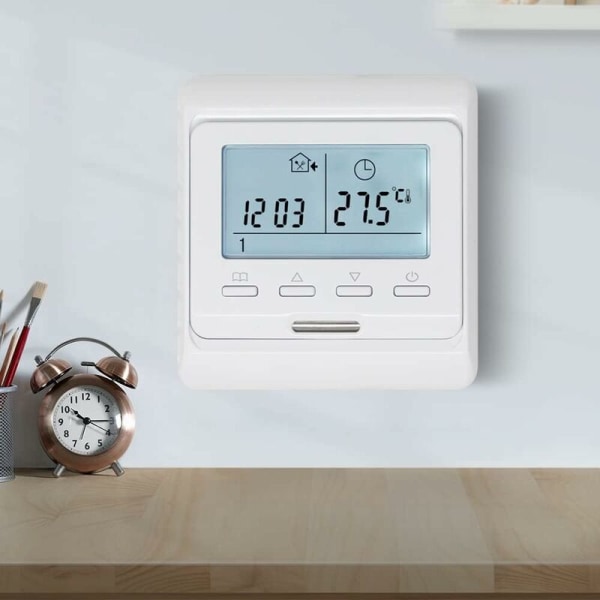 Programmerbar romtermostat med 16A-sonde for elektrisk gulvvarme