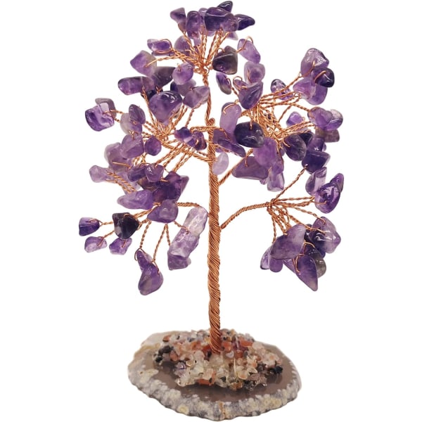 Purple Crystal Money Tree til Chakra Healing Feng Shui Fortune Go