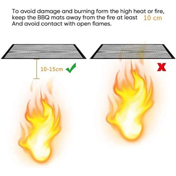 Grillrist, 2 stk. (42*36) Genanvendelig bagemåtte og D-formet klippbar non-stick grillmåtte