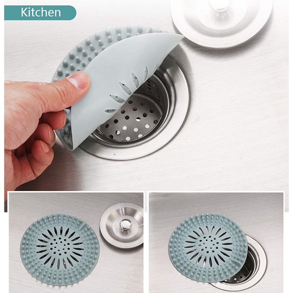 5 slitesterke hårplugger i silikon, sil for kjøkkenvask, vask Strai