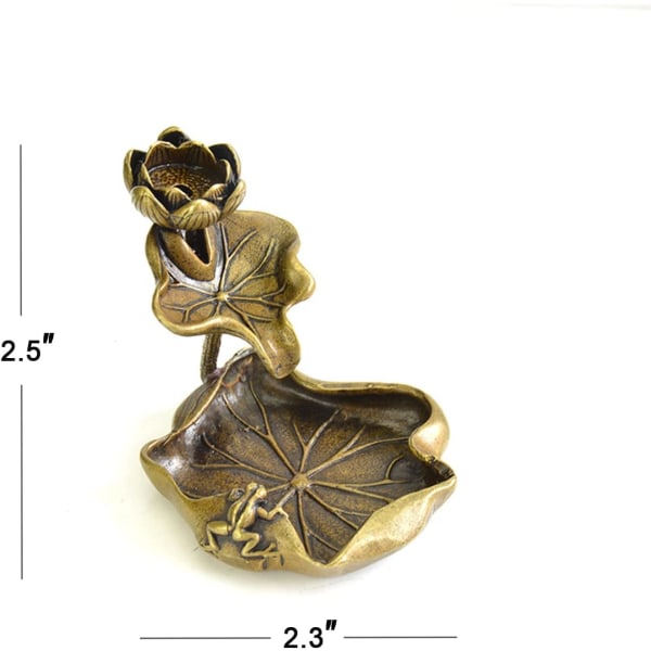 Lotus Backflow Røgelse Holder, Vintage Messing Lotus Frog Wate
