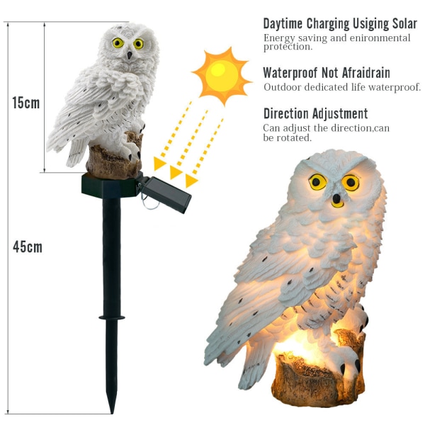 Brown Owl Solar LED Light Garden Solar Light Outdoor Decor Resin