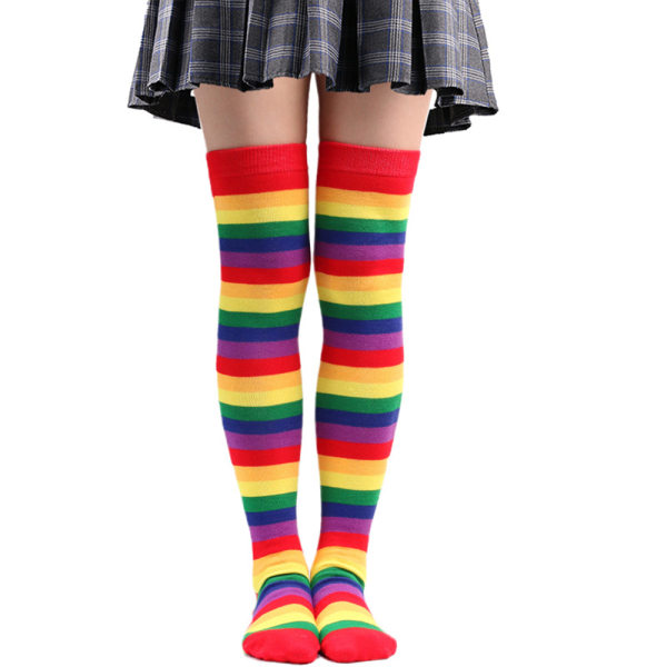 Rainbow Stripe Mid - sylinder sokker, middels tykkelse, ingen overkn