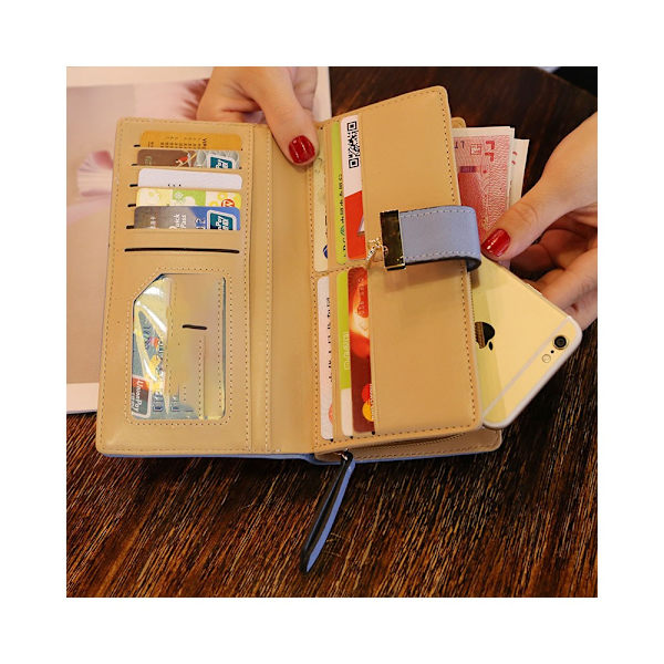 Khaki clutch taske (ca. 18,6*3,2*9,5cm) Læder lang pung, Cu