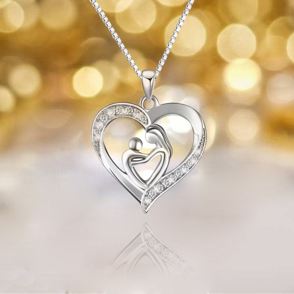 S925 Silver Halsband Mamma och Son Kvinnor Euro-Amerikansk Enkel L