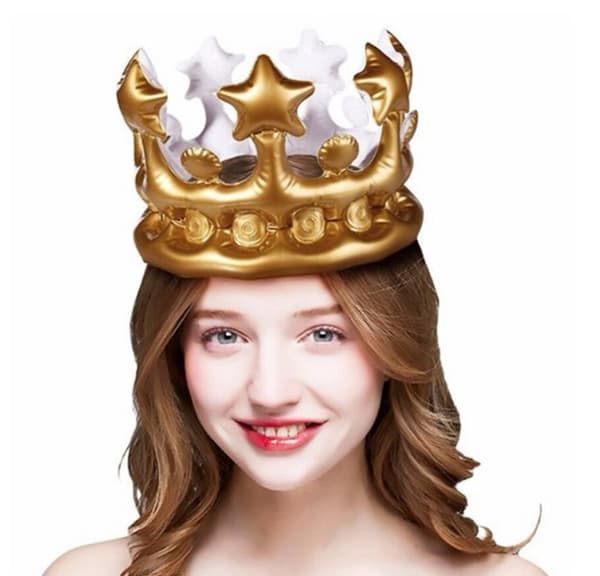 2 stk. gull oppblåsbare voksen Queen's Crown (23 cm diameter),