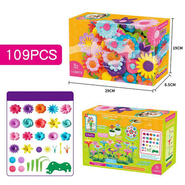 (109 PCS) Blomsterhage Byggesett for Jenter 3 4 5 6 År Gamle