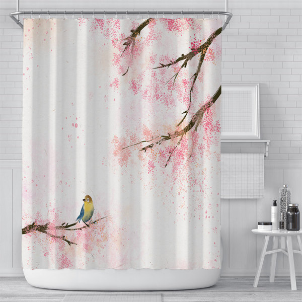 One set (flower + bird, 180cm × 180cm) Shower Curtain，Mould Proo