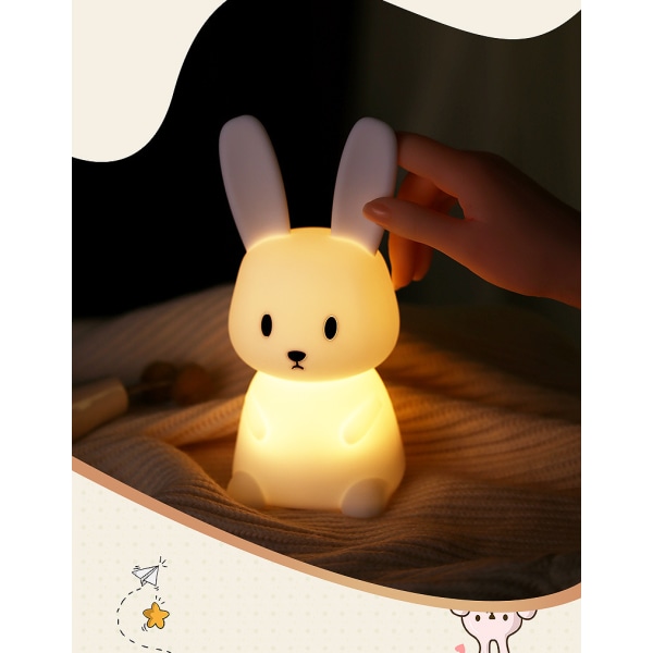 Rabbit Night Light Baby Touch 7 farver -USB genopladelig kan være
