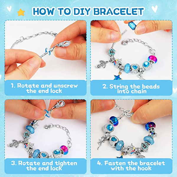 Present till flicka 5-13 år gammal barnleksak smycken barnflicka DIY Charms armbandssats gör smyckeskapande flickleksak presentidé 5 6 7 8 9 10 11 12 13 år påskpresent julklapp födelsedag