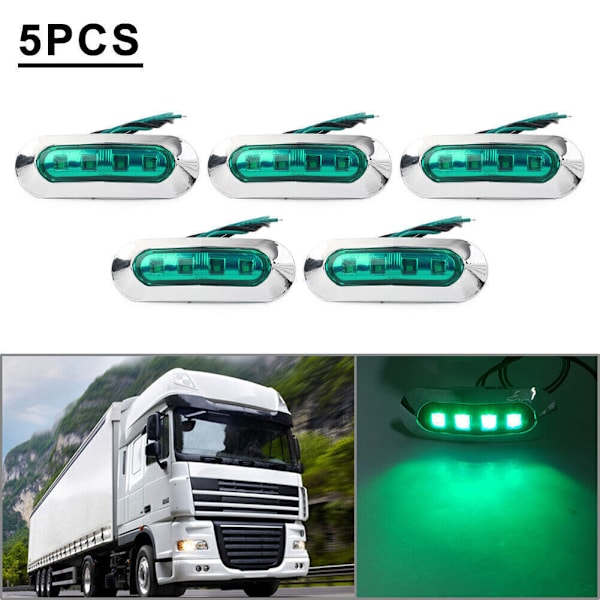 5x Grønne 4 LED Side Markering Lys For Bil Truck Tr