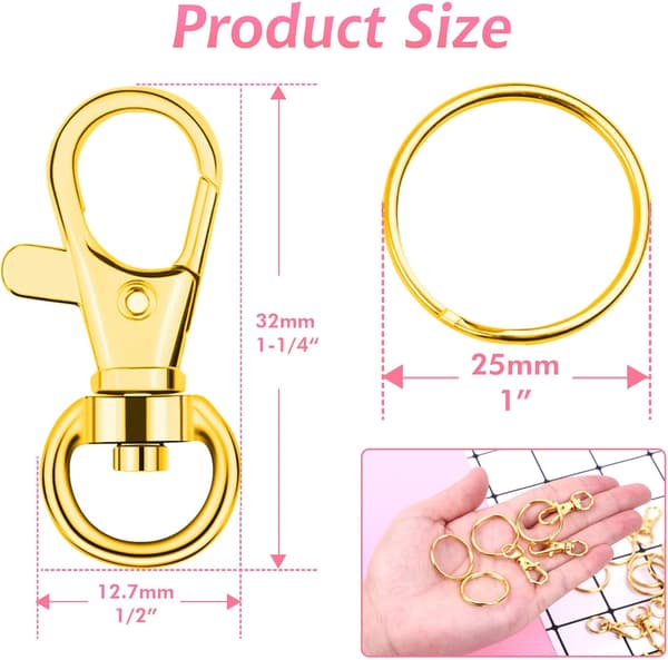 Guld nøglering til håndværk, 100 stk. nøglering hardware kit Inc