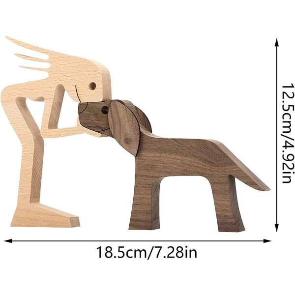 Familj Valp Trä Snideri Prydnad Naturligt Massivt Trä Husdjur Hund Fa