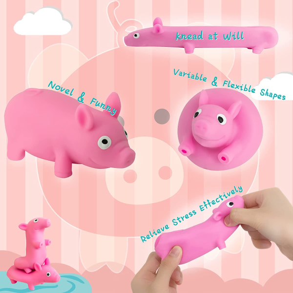 2 stk. Squishy Pig Stress Squishy Piggie Squeeze Legetøj Anti-Anxiet