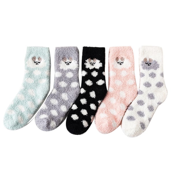 5 pairs of autumn and winter new coral velvet floor socks Japane