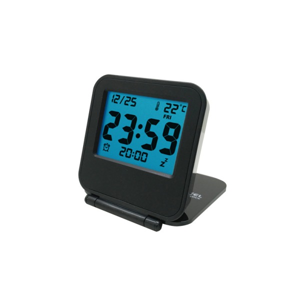 1 Svart Mini Vikbar Digital Väckarklocka Multifunktionell LED-Klocka