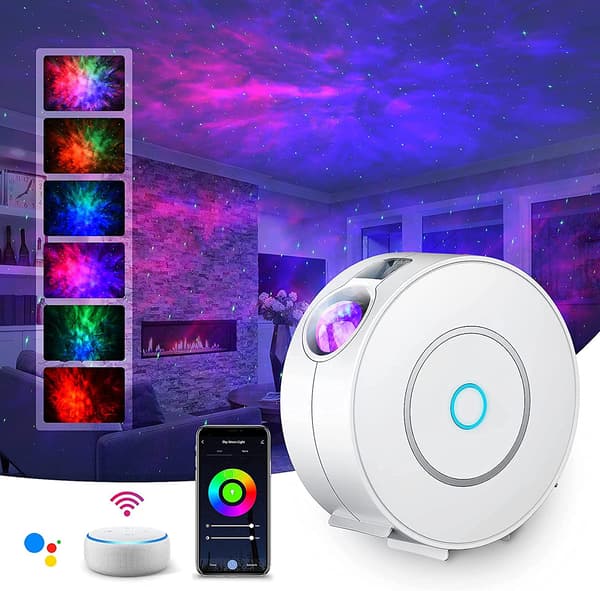 LED Stjerneprojektor (Hvit), Smart Stjernelys Galaxy Pro