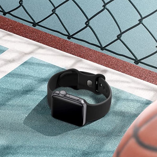 Silikonihihna (musta, iso) yhteensopiva Apple Watch rannekkeen kanssa
