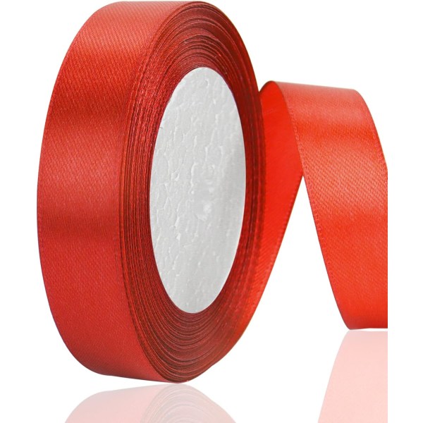 (Röd) Satinband, vit dubbelsidig polyester satinband 20 mm