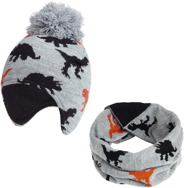 2 i 1 Barnmössa Rund Halsduk Set, Vinter Varma Tjocka Fleece Lin