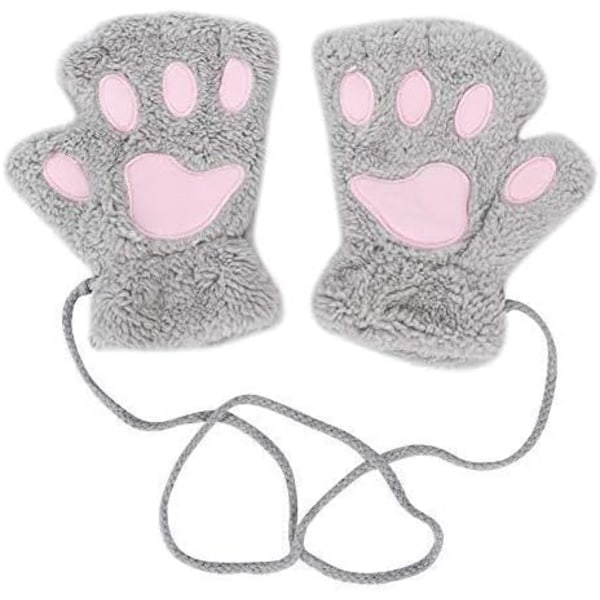 Cat Claw Gloves Child Gray Adult Cute Bear Paw Mitten Autumn-Wint