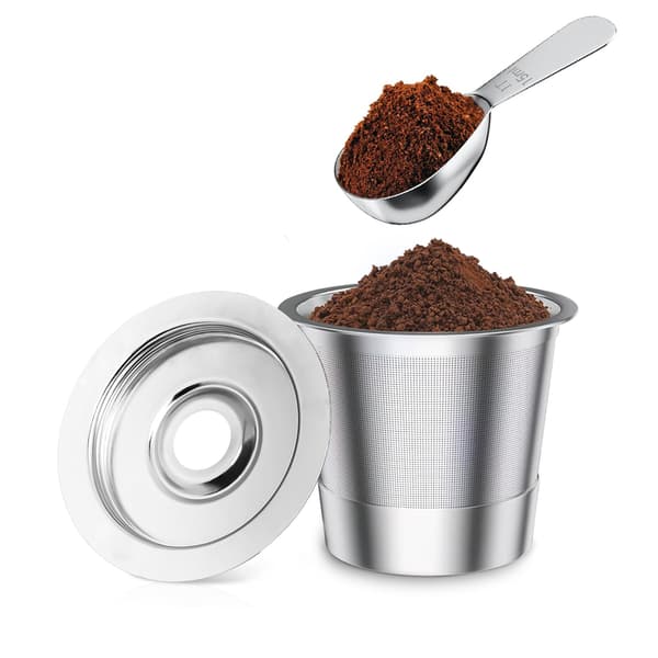 2-pak genanvendelige K-kopper til Keurig 1.0, genanvendelige K-kopper i rustfrit stål