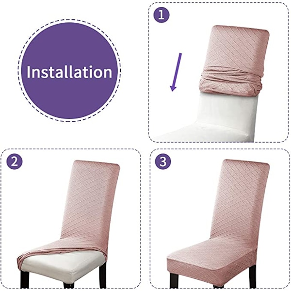 (Rosa, Set om 4) Stolsöverdrag Set om 4 Spandex Stolsöverdrag Jacqua
