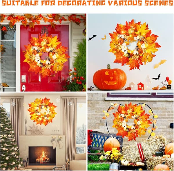50cm høstkrans, dørkransdekorasjon høst Thanksgiving Decora