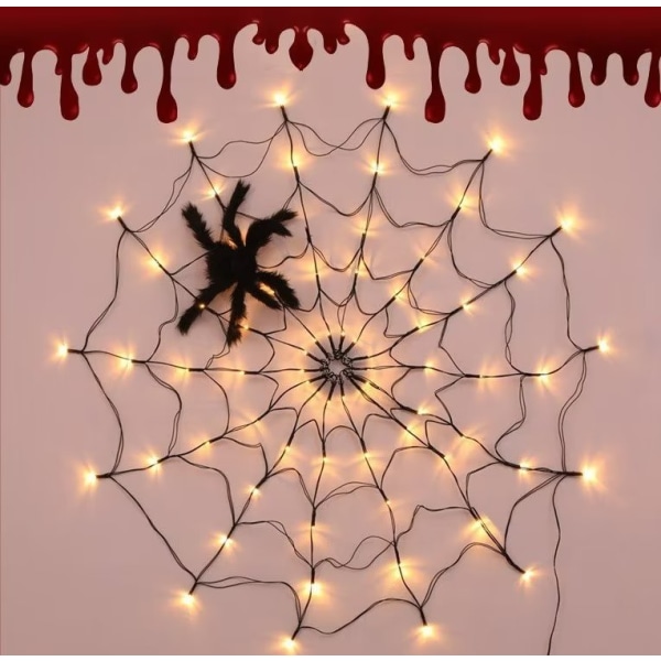 Halloween-hämähäkinverkko-koriste LED-hämähäkinverkkovalo plyysillä