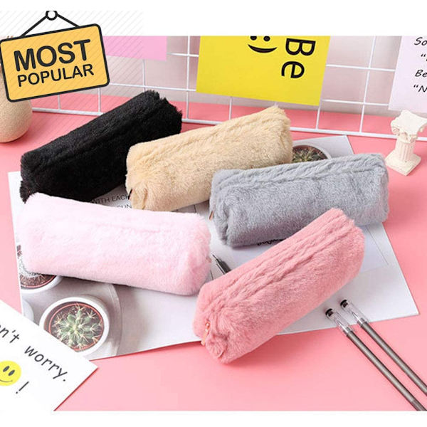 Fluffy plys blyantspose til brevpapir, pung, makeup taske