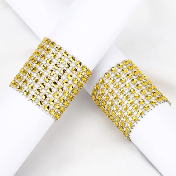 (Guld, 50 stk.) Servietringe Blanke Rhinestone Servietringe Bryllup