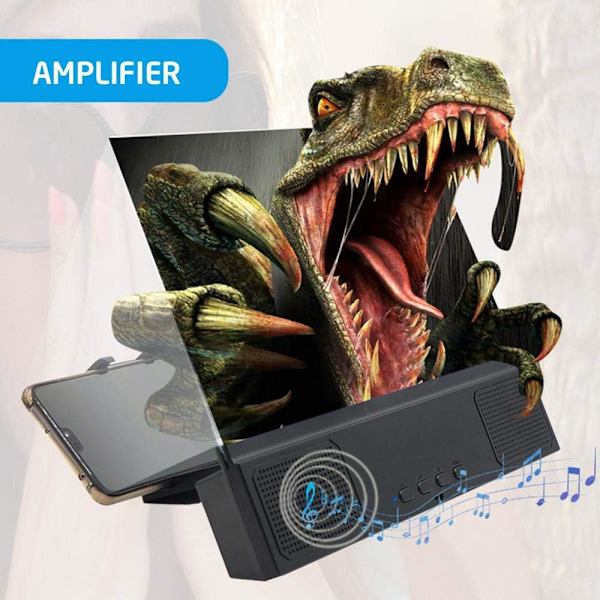 1 kpl älypuhelimen näytön suurentaja kaiuttimella, 12 tuuman 3D-näyttö