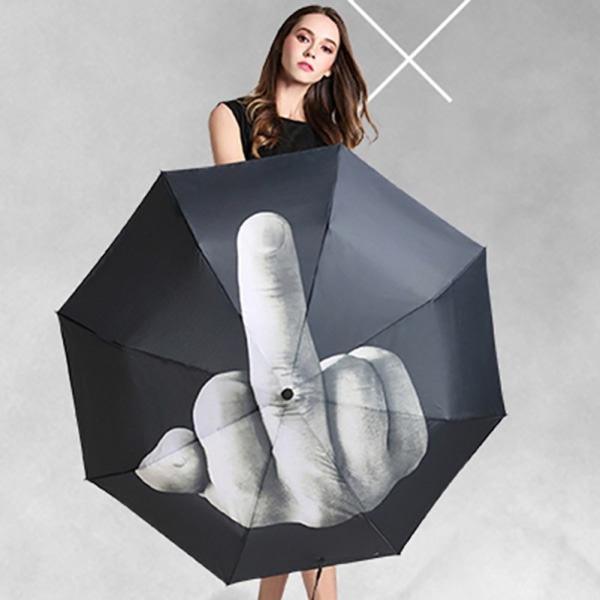 Novelty Middle Finger Design Black Umbrella Cool Fashions Um