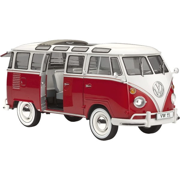 Modellsett - VW T1 Samba Buss, Rød/Hvit Volkswagen buss modell retr