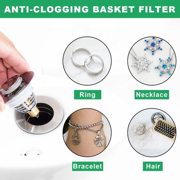VASKESTØPSEL I RUSTFRIT STÅL, Universal Pop up Anti-Odor wa