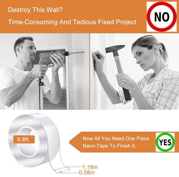 2 pakker Nano dobbeltsidig tape Heavy Duty, Multipurpose Removable