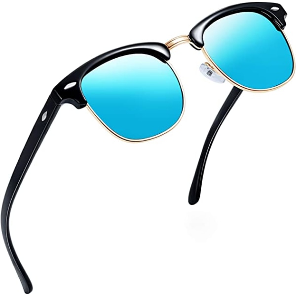 Halv kantløse polariserede solbriller til mænd (lyse sort stel