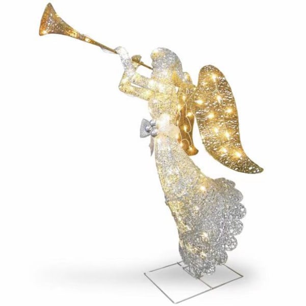 Lys opp engel med trompetfestlig dekorasjon, ledet utendørs