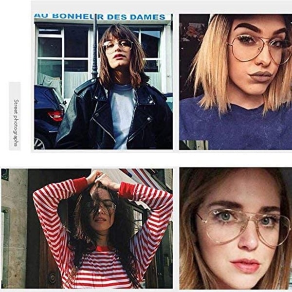 Klassisk metall mote klar linse brilleinnfatning briller for kvinner