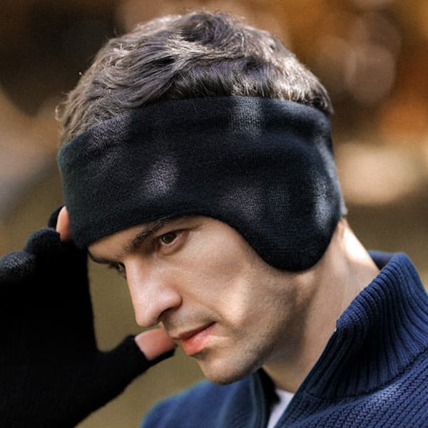 (Svart) Fleece Ørevarmere Øremuffer Hodebånd for Menn Kvinner Løping