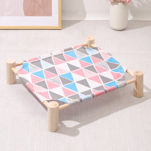 1 set (färg) Massivt trä Canvas Husdjurssäng Hund Säng Katt Säng Quadrang