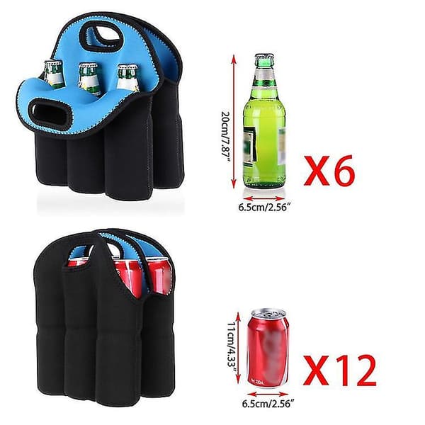 Set med 1 - Isolerad neopren vinkylväska + 6-pack bi