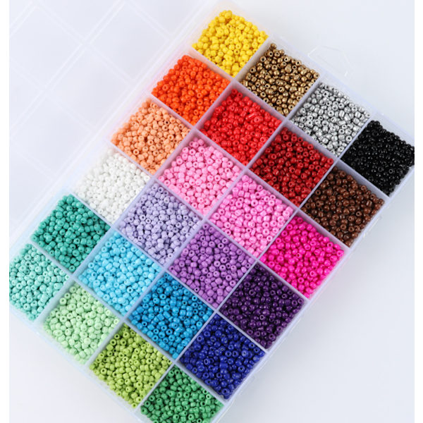 24 rutnät diy färgrispärlor set - 3mm rispärlor färg