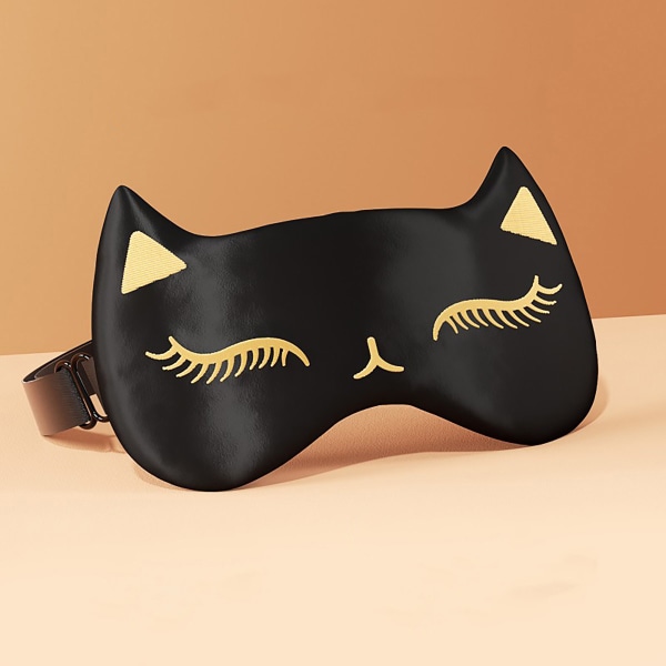 Cat Sleep Mask Night Mask Natural Silk Blackout Eye Mask til