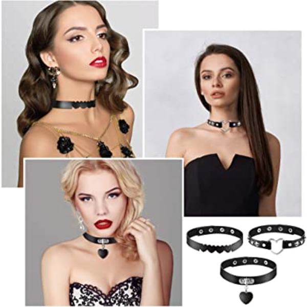 1 stk. Hjerteformet tema skinn choker punk choker justerbar