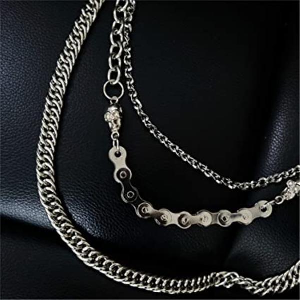 Biker Skull Wallet Chain Punk Män Cool Skull Punk Byxor Lång W