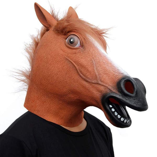 (Brun) Hestehode Latexmaske for Halloween-fest