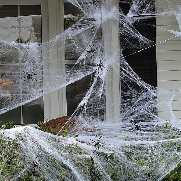 Fake Spider Web spindelvæv Halloween fest udendørs dekorationer Suppl