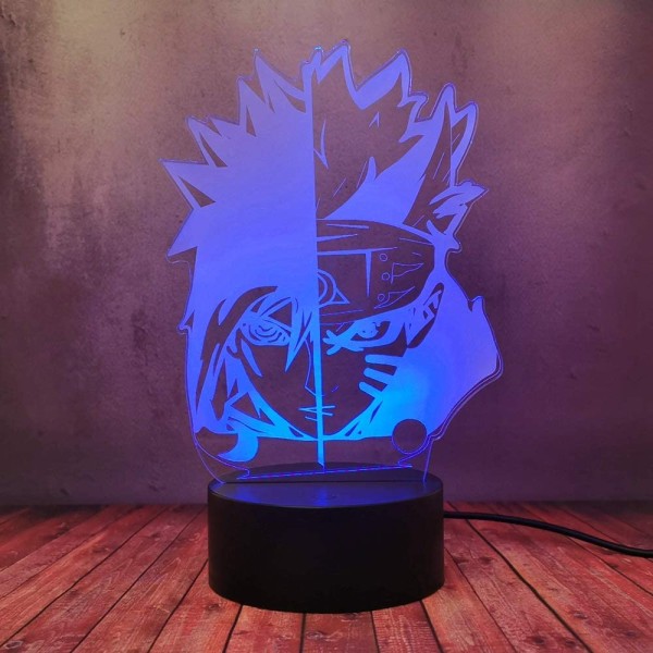 Itachi & Sasuke 3D-lampe, 7 farger skrivebordslampe 3D nattlys U